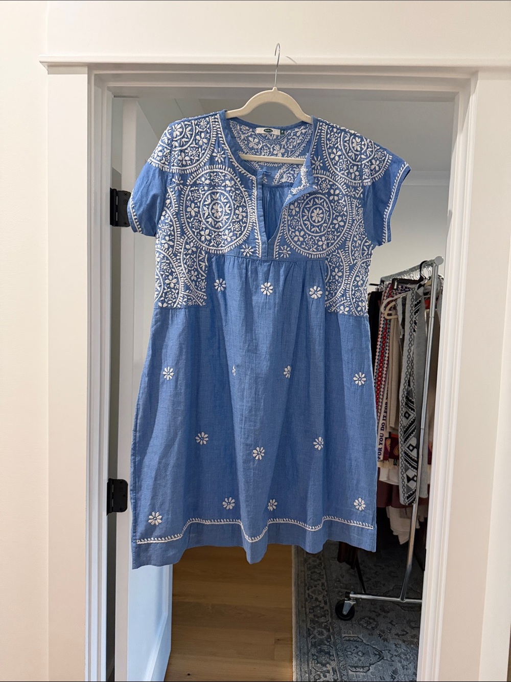 Dolma Blue Embroidered Short Sleeve Dress (bw)